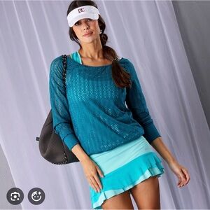 Denise Cronwall Tennis Teal Mesh Skirt